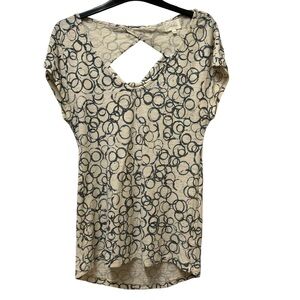 Deletta Anthropologie Draped Back Cream Circle Tee Size Small